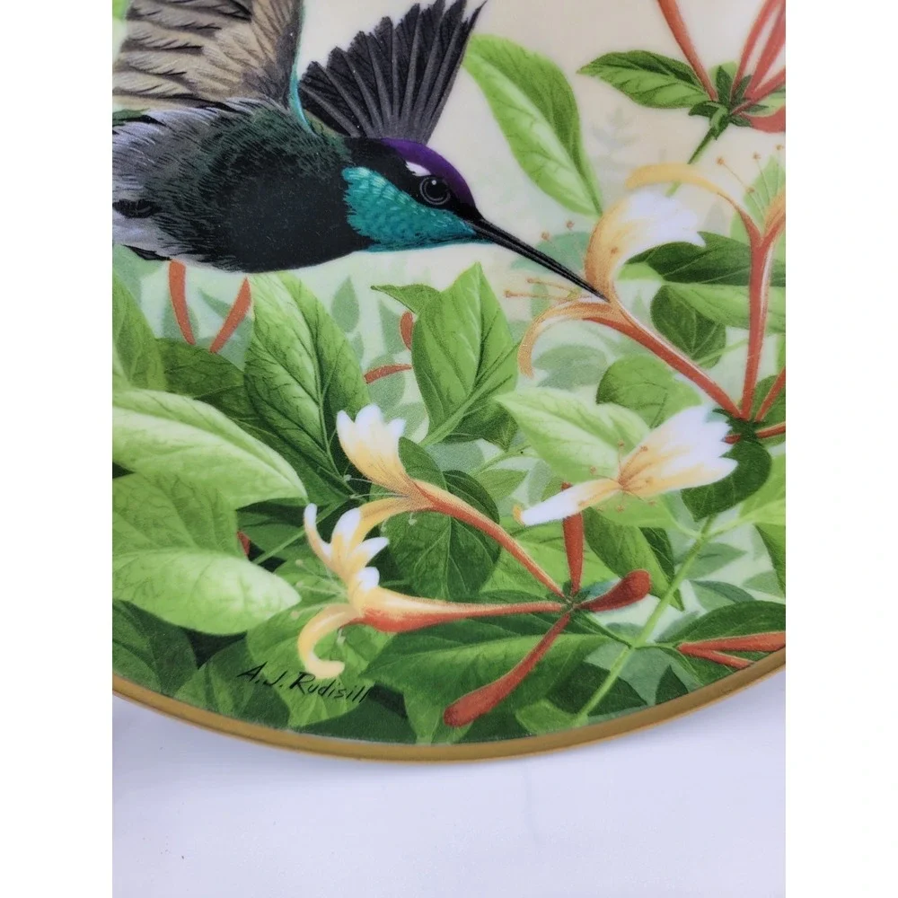 RIVIOLI'S HUMMINGBIRD Drinking Nectar Rudisill Plate National  Audubon Society‎